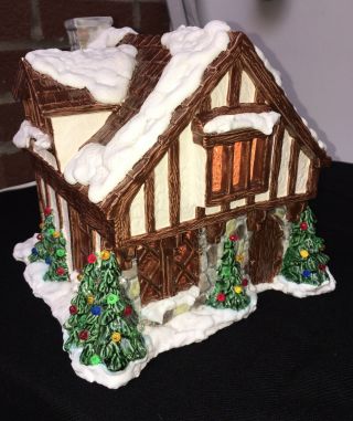 Vintage Byron Molds Ceramic Christmas Large Light Up House Music Box Decoration