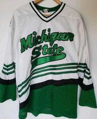 Vintage Michigan State Spartans Hockey Jersey Koronis Ksa Sz Small S Msu Green