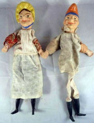 Antique Papier Mache Punch And Judy Character Victorian Puppets