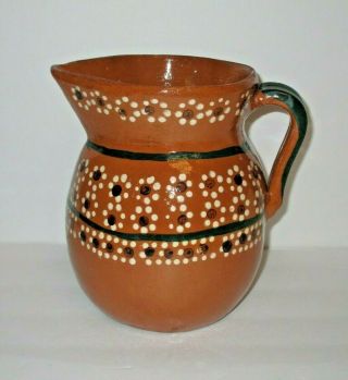Tlaquepaque Mexican Redware Red Clay Pottery Pitcher Hand Made 1 Gallon