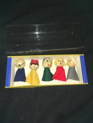 Vintage Creative Playthings Wooden People Finger Puppets