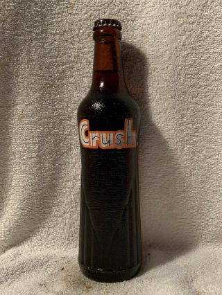 Rare Full 12oz Crush Root Beer Acl Amber Soda Bottle Orange Crush