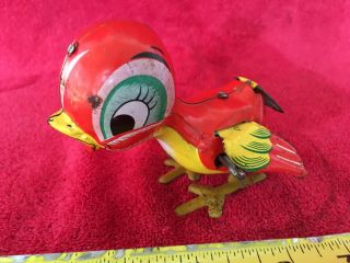 Vintage Mikuni Windup Hopping Chicken Bird Flapping Wings Tin Litho Toy Japan