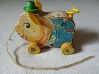 Vintage Pudgy Pig - Fisher Price Pull Toy.  1950s