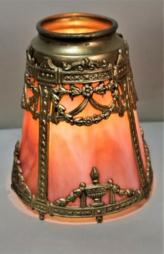 ANTIQUE VICTORIAN MISSION ARTS&CRAFTS SLAG GLASS LAMP SHADES SET OF 3 2