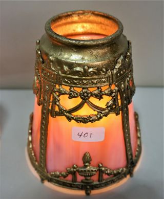 ANTIQUE VICTORIAN MISSION ARTS&CRAFTS SLAG GLASS LAMP SHADES SET OF 3 3