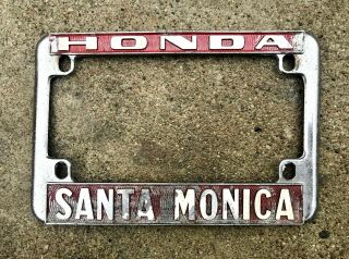 Vintage Honda San Monica Motorcycle License Plate Frame Rat Bike Bobber Ca.