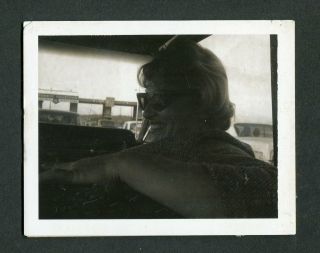 Unusual Vintage Polaroid Photo Backseat Driver Car Window View Girl Toll 395063