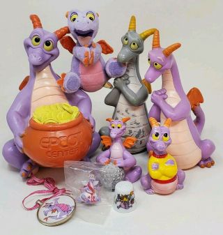 9 Vintage 1982 Disney Epcot Figment Characters Thimbal Porcelain Pvc