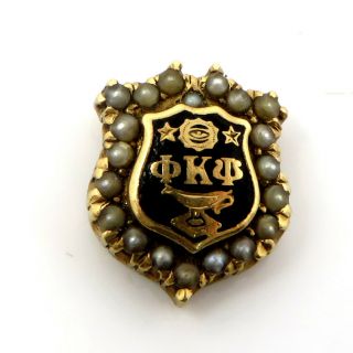 Nyjewel Estate Antique 14k Gold Seed Pearl Enamel Jewelry Piece For Pin Pendant