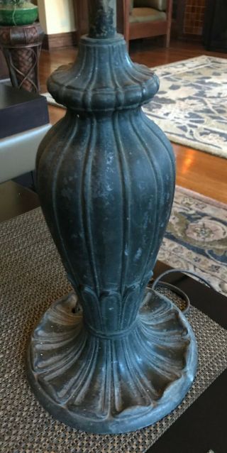 Antique Bronze lamp base Arts and Crafts Tulip Tiffany Handel era 2 2