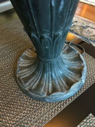 Antique Bronze lamp base Arts and Crafts Tulip Tiffany Handel era 2 3