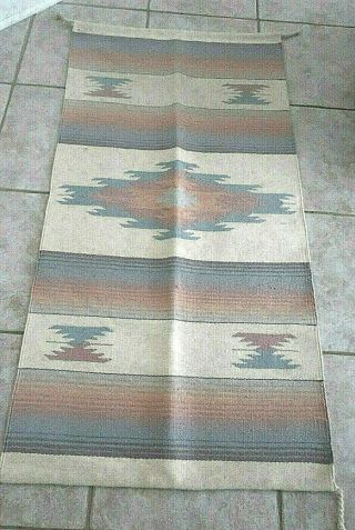 Vintage Southwest Colors Authentic Navajo Artisan Made Woven Wool Rug 56 X 29 Vg