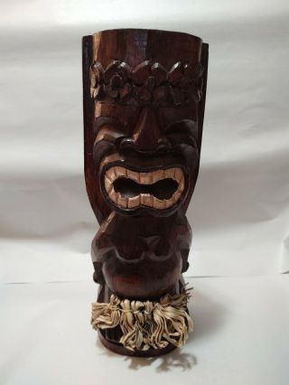 Vintage Mid Century Carved Wood Tiki Statue Hawaiian Goddess Of Fertility 12 "