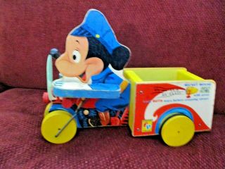 Vintage Fisher Price 733 " Mickey Mouse Safety Patrol " From 1956 - Made In Usa