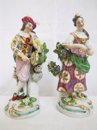 Antique French Porcelain Young Man & Woman Figurines