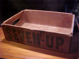 Vintage 7 - Up Cardboard Bottle Crate,  With Wire Frame