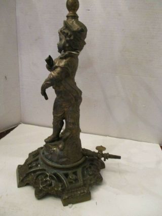 Old Rare Antique Gas Table Lamp Iron Base Spelter Figure 5 " Fitter 17 