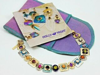 Vintage Holly Yashi Gold Filled Sterling Silver Romance Multi Gemstone Bracelet
