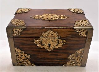 Antique Victorian Solid Oak Jewelry Chest / Box All Casket