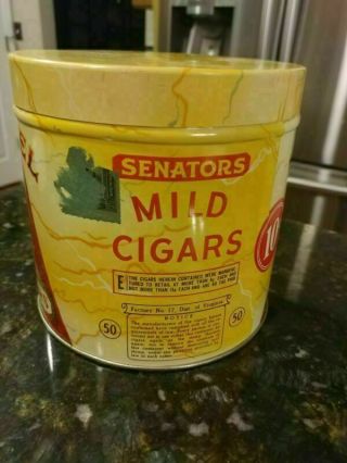 Vintage MURIEL Senators 10 Cent Cigar Canister Tin Tobacco Advertising 2