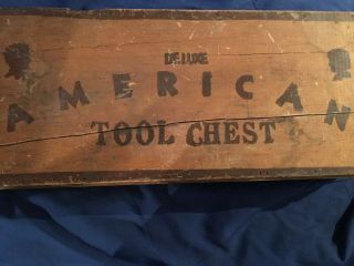 Vintage American Tool Chest Toy Tools Wood Box And Tray Only