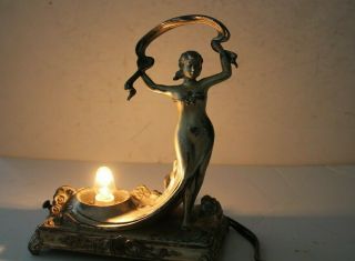 Antique Art Deco Signed Jb (jennings Brothers) Decorative Table Lamp