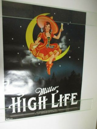 Mock Vintage Miller High Life Pin Up Poster 2009 Man Cave