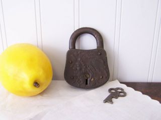 Antique Corbin Indian Chief Padlock,  Lock With Key - Very Old