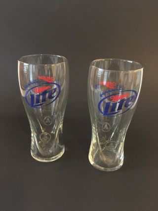 Miller Lite Beer Glasses Tall Pilsner Bar Glassware It’s Miller Time Logo