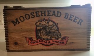 Vintage Moosehead Beer Wooden Dovetailed Wood Crate/box With Lid