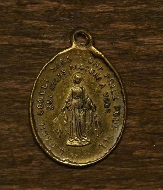 Antique religious bronze medal pendant Saint Robe of Jesus N.  S.  J.  C.  Argenteuil 2
