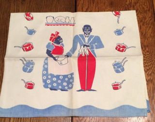 Vtg Nos Aunt Jemima & Uncle Mose Black Americana Cotton Tea/dish Towel 26  X15