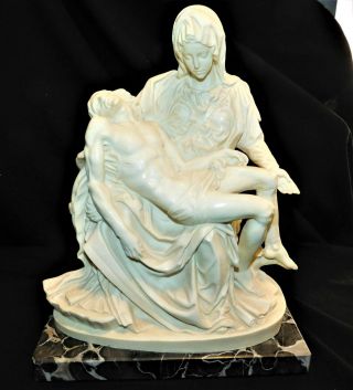 Vintage " A.  Santini " Large Pieta On Marble Base,  Ex Cond