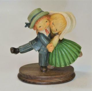 Vintage Anri By Ferrandiz Italy Carved Wood Dancing Boy & Girl 5 1/2 " H Figurine