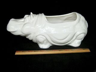 Very Large White Ceramic Mcm Figural Hippopotamus Planter 15 " X 6 " X 7 "