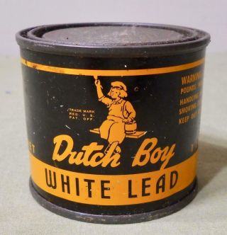 Vintage Dutch Boy White Lead Paint Sign Can Dutch Boy Paint Can 1 Lb Paint Sign