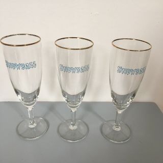 3 X Vtg Retro 70s Snowball Christmas Glasses Flutes Home Bar Collectibles