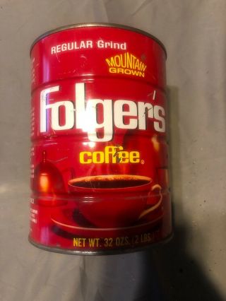 Vintage Folgers Coffee Can 2 Lb Tin Mountain Grown