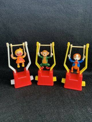 Set Of 3 Vintage Trapeze Push Button Toys