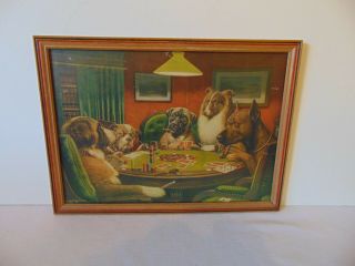 Vintage Colidge Dogs Playing Poker Framed Prints