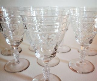 Vintage Libbey Rock Sharpe Amesbury Crystal Low Water Goblets Glasses Set Of 8