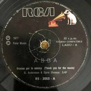 ABBA - Gracias por la Musica / Dame Dame Dame - RARE BOLIVIA 7 