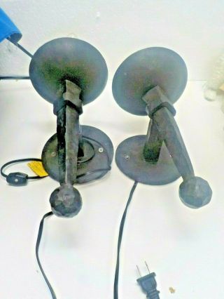 Set Of 2 Heavy Metal Wrought Iron Black Wall Sconce Vintage Rewired