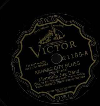 Prewar Blues 78 Vic 21185 Memphis Jug Band Kansas City Blues/state Of Tennessee