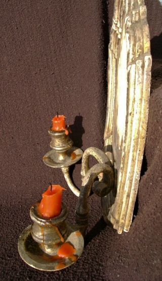 Reclaimed/Salvaged.  Antique Vintage Wood & Gesso Wall Sconce Candle Holder. 3