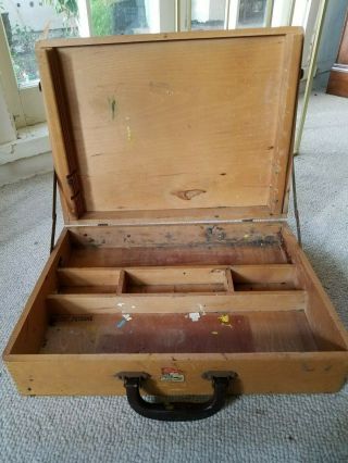 Vintage Artist Wooden Maple Paint Box Sargent Product Art Supplies Case