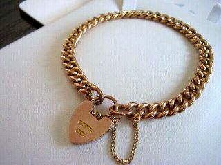 Stunning Antique / Vintage 9ct Rose Gold Bracelet With Heart Clasp
