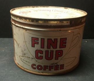 Vintage Litho Fine Cup Coffee Tin Keywind Hafner Coffee Company Pittsburgh,  Pa.