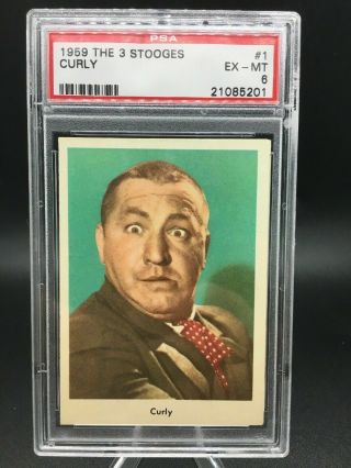 1959 Fleer The Three 3 Stooges Curly 1 Psa 6 Exmt (look) Vibrant Colors Must Sell